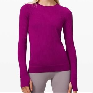 Lululemon Rest Less Pullover Aerial Current Deep Fuschia/Highlight Pink